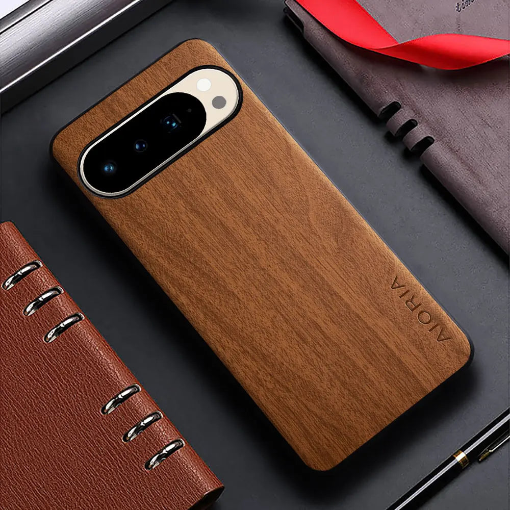 Bamboo Wood Pattern PU Leather Case for Google Pixel (Pixel 4–10 Series)