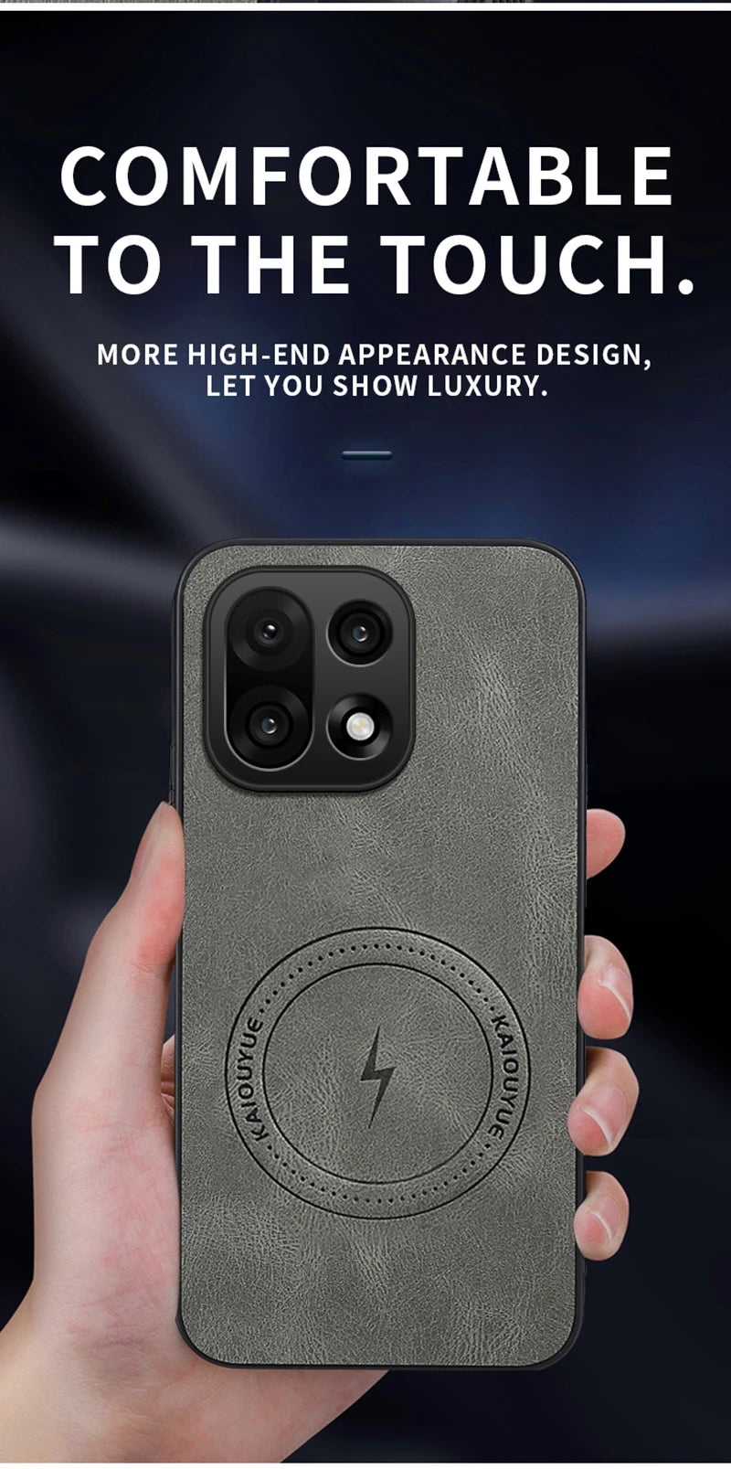 PU Leather Skin-Feel Case for OnePlus 15 — Shockproof Magnetic Back Cover