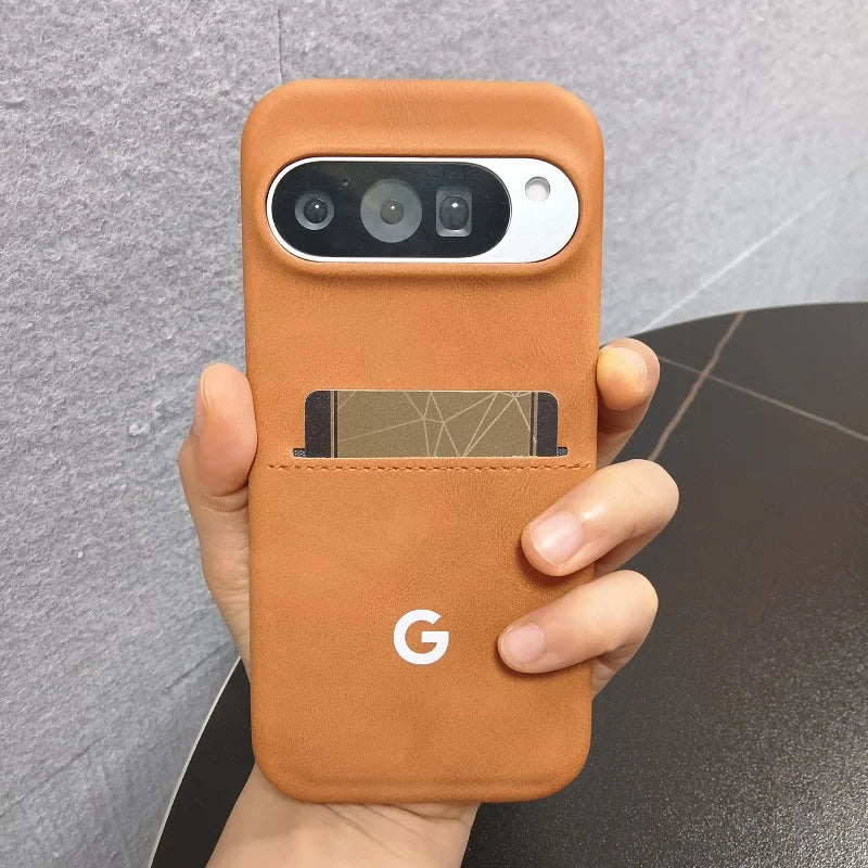 Luxury Sheepskin Leather Wallet Case for Google Pixel with Card Pocket