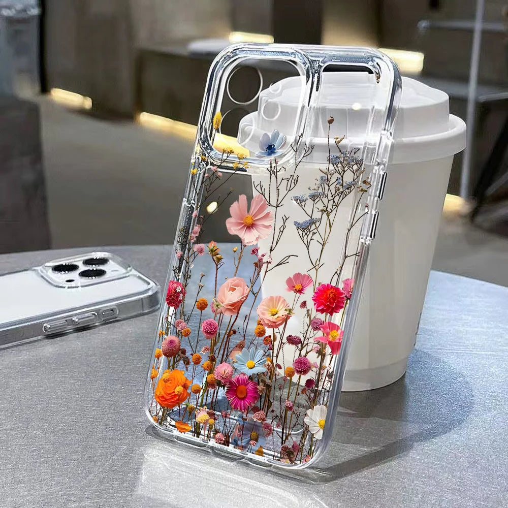 Clear Floral Samsung Galaxy Case – Shockproof Silicone Flower Cover