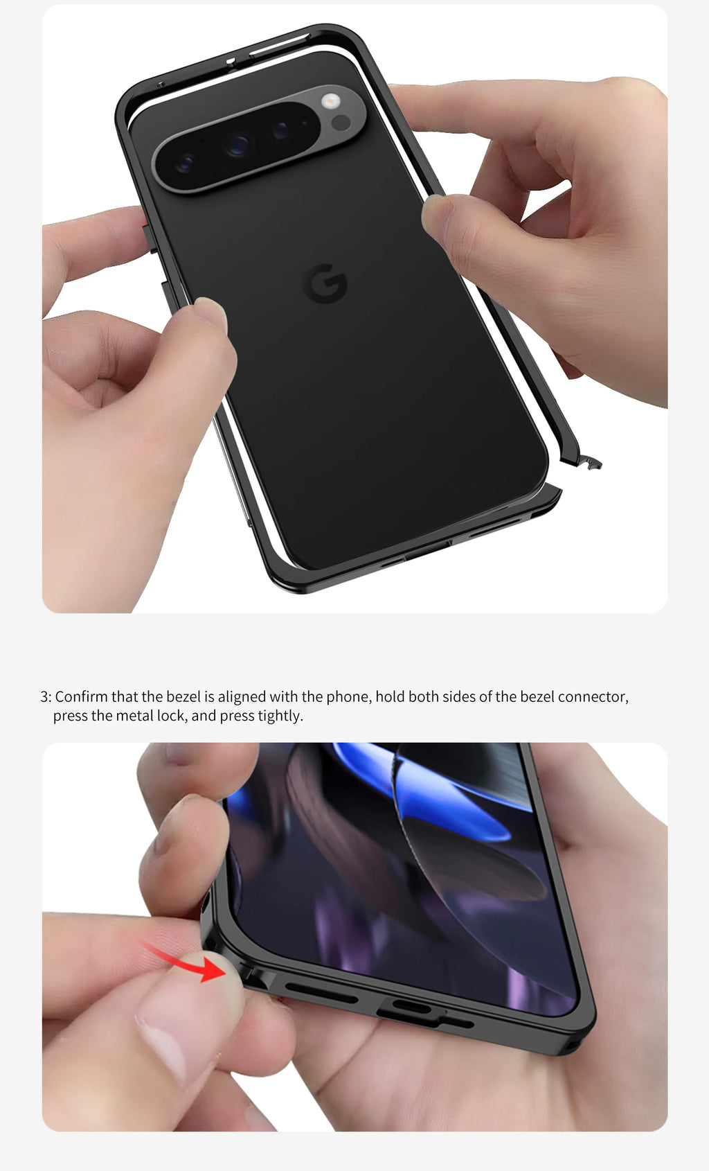 Aviation Aluminum Alloy Bumper Case for Google Pixel 10 / 9 / 8 / 7 Series with Metal Lens Cover