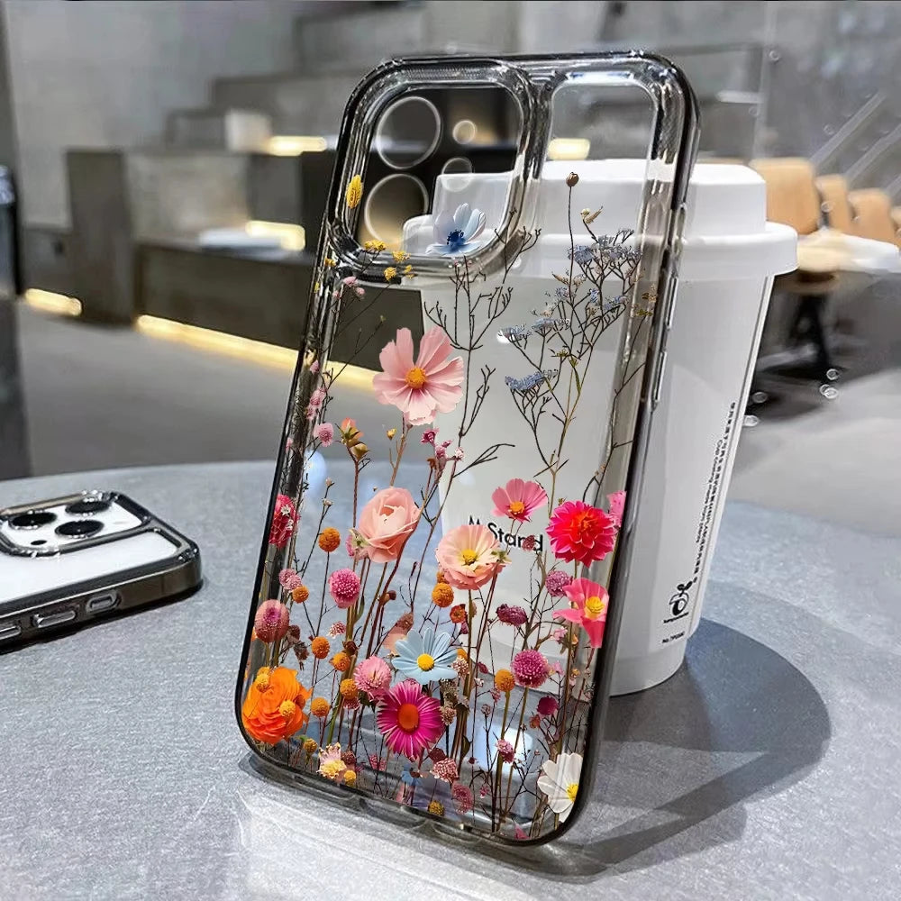 Floral Phone Case for iPhone 7 8 Plus SE XR XS 11 12 13 14 15 16 17 / Pro / Pro Max / Air — Shockproof Soft Silicone Cover