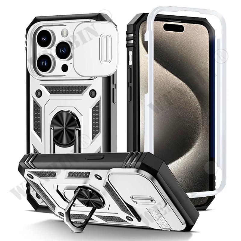 Heavy Duty iPhone Case with Kickstand & 360° Camera Cover