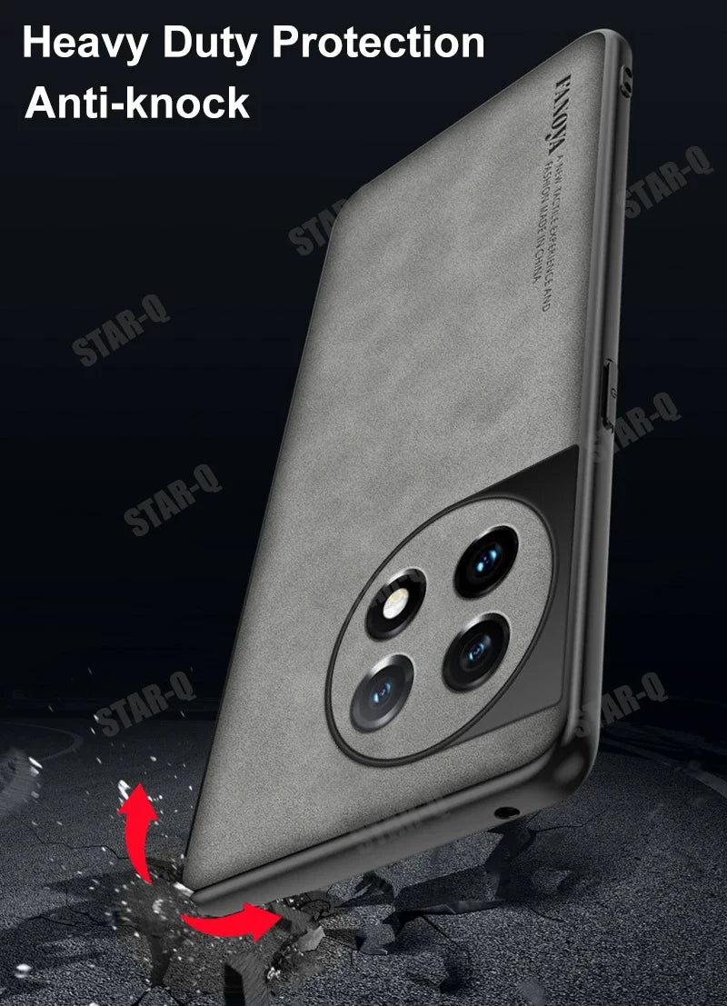 Luxury Sheepskin Leather Case for OnePlus 11 / Ace 2 / 10 Pro / 9 / 8T Series | Retro Men's Back Cover