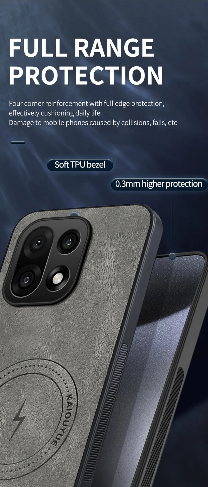 PU Leather Skin-Feel Case for OnePlus 15 — Shockproof Magnetic Back Cover