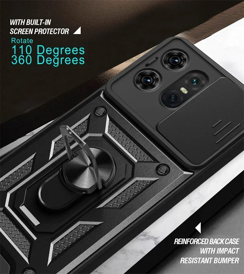 Shockproof Armor Ring Holder Case for Motorola Edge & Moto G Series
