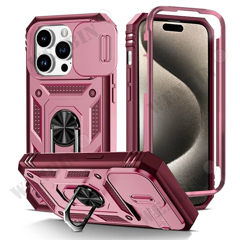 Heavy Duty iPhone Case with Kickstand & 360° Camera Cover