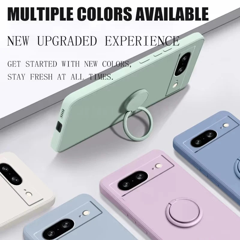 Liquid Silicone Kickstand Case for Google Pixel — Hidden Folding Stand with Ring Holder
