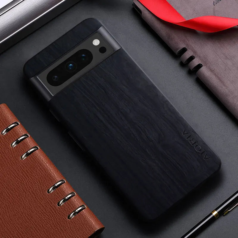 Bamboo Wood Pattern PU Leather Case for Google Pixel — Slim Back Cover