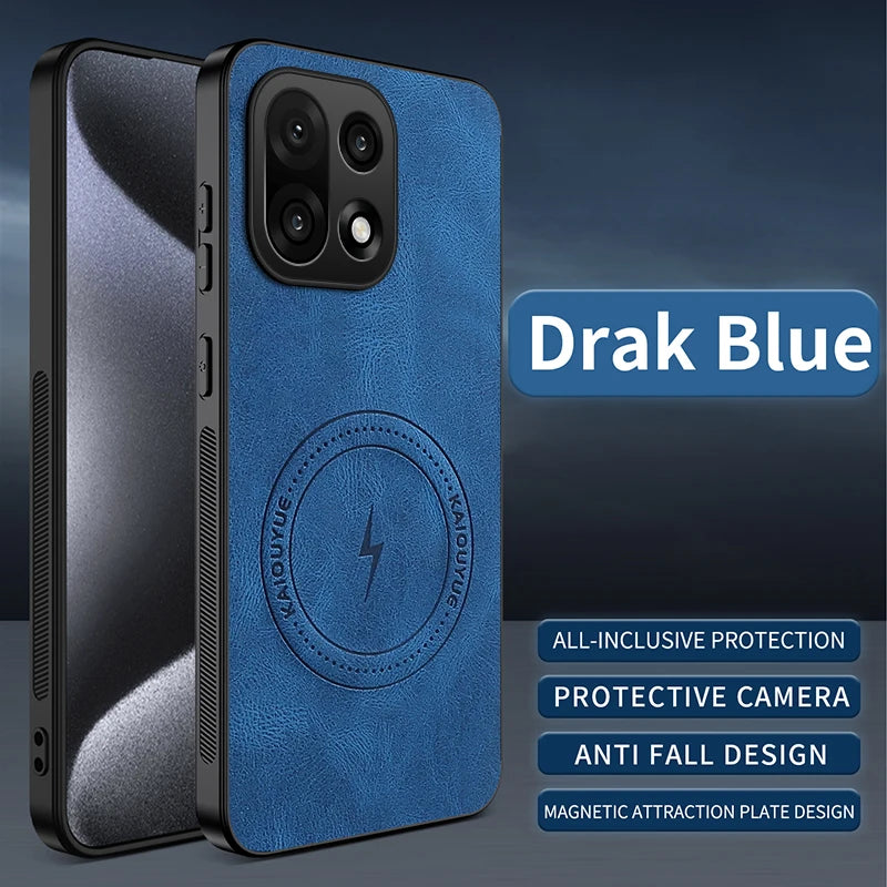 PU Leather Skin-Feel Case for OnePlus 15 — Shockproof Magnetic Back Cover