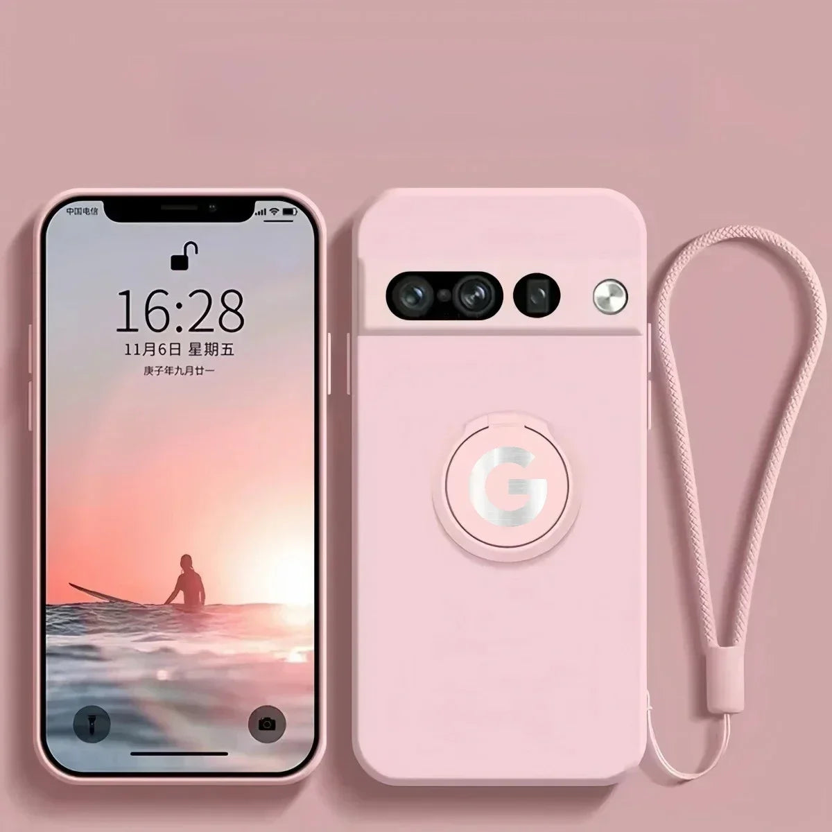 Liquid Silicone Ring Holder Case for Google Pixel