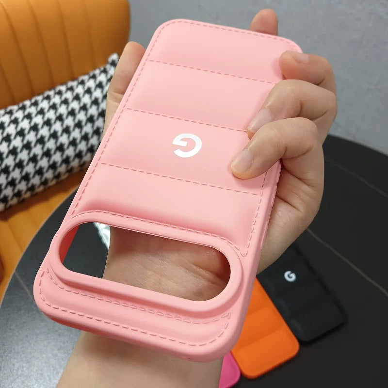 Liquid Silicone Down Jacket Case with Kickstand for Google Pixel