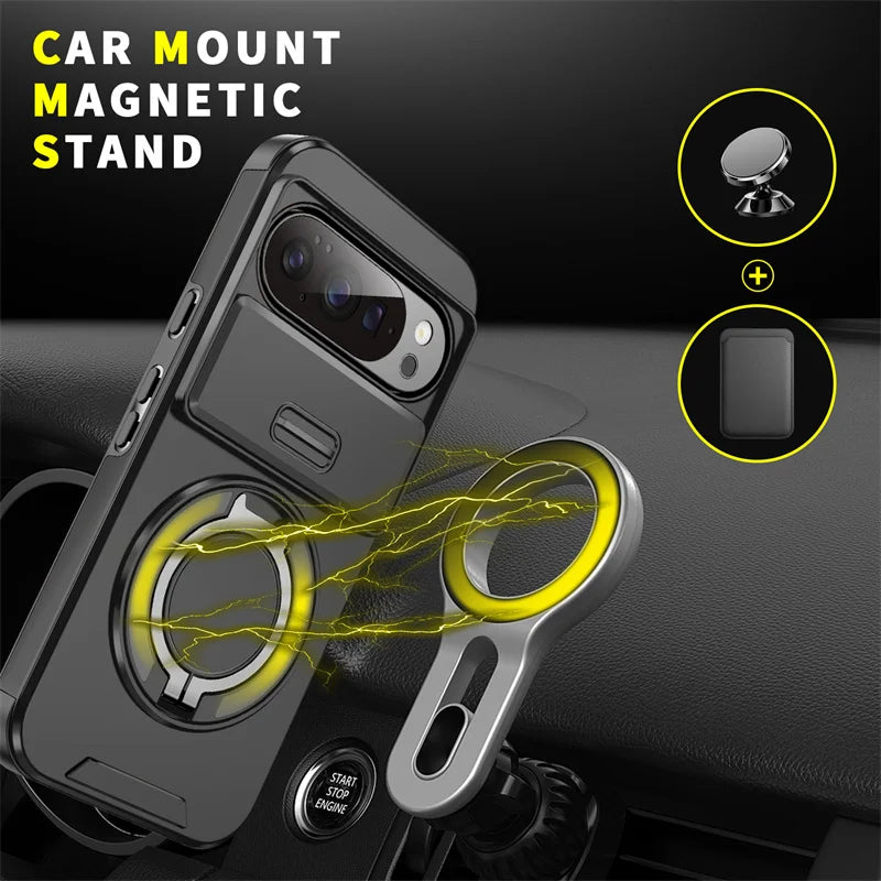 Armor Case with Magnetic Ring Stand for Google Pixel 10 / 9 / 8 / 7 Series