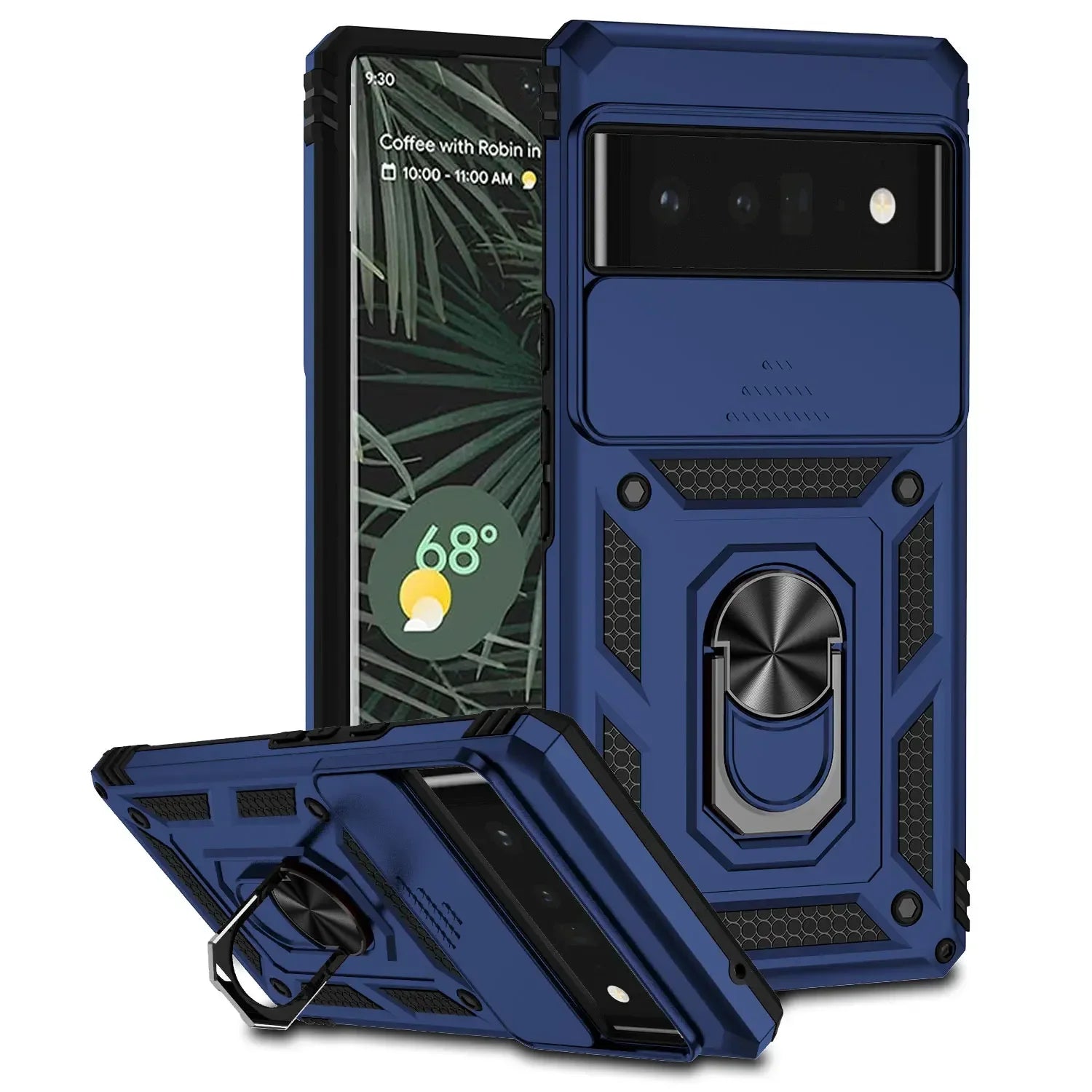 Sliding Window Ring Holder Case for Google Pixel — Camera Lens Protection Shockproof Cover