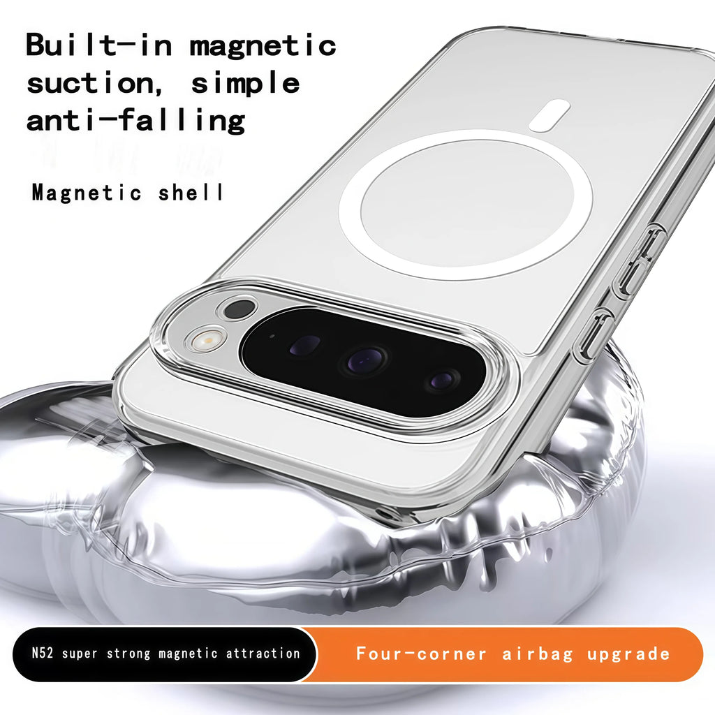 Magnetic Armor Matte Frosted Case for Google Pixel (Clear & Black — Pixel 6 to Pixel 10 Series)