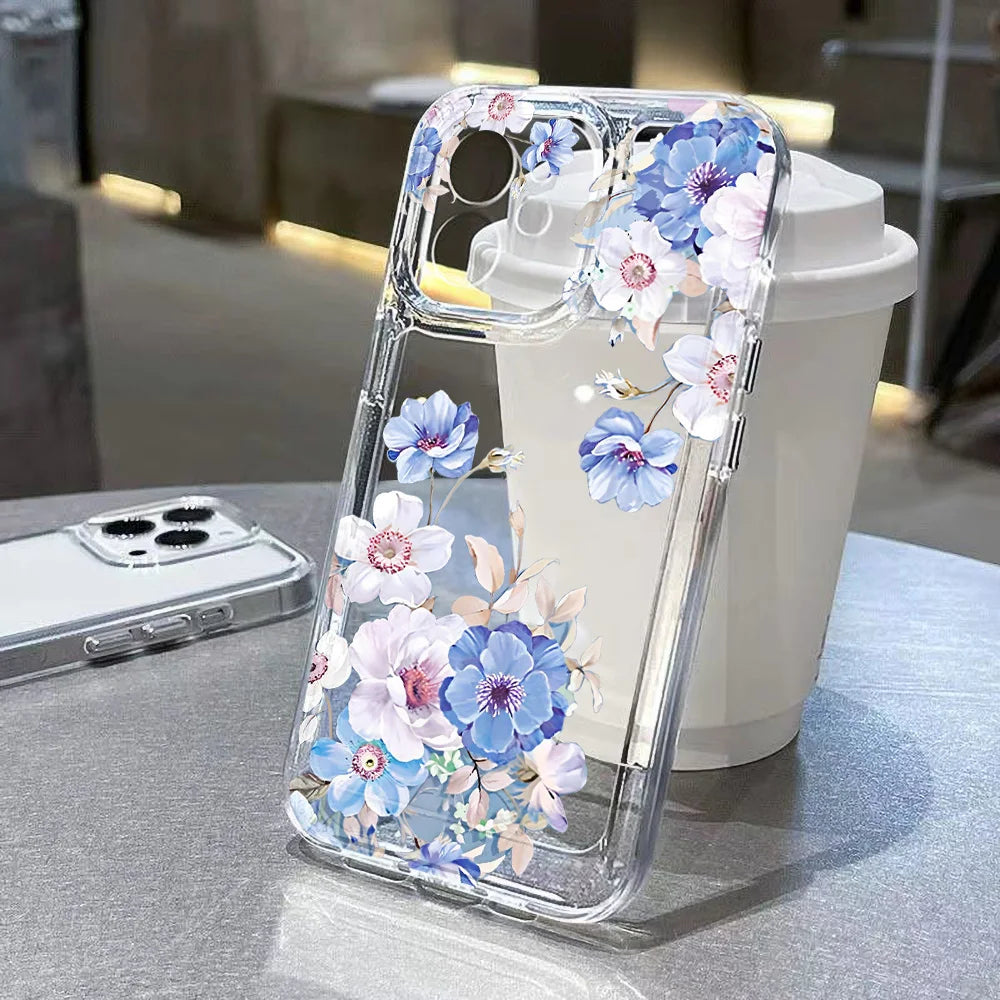Clear Floral Samsung Galaxy Case – Shockproof Silicone Flower Cover
