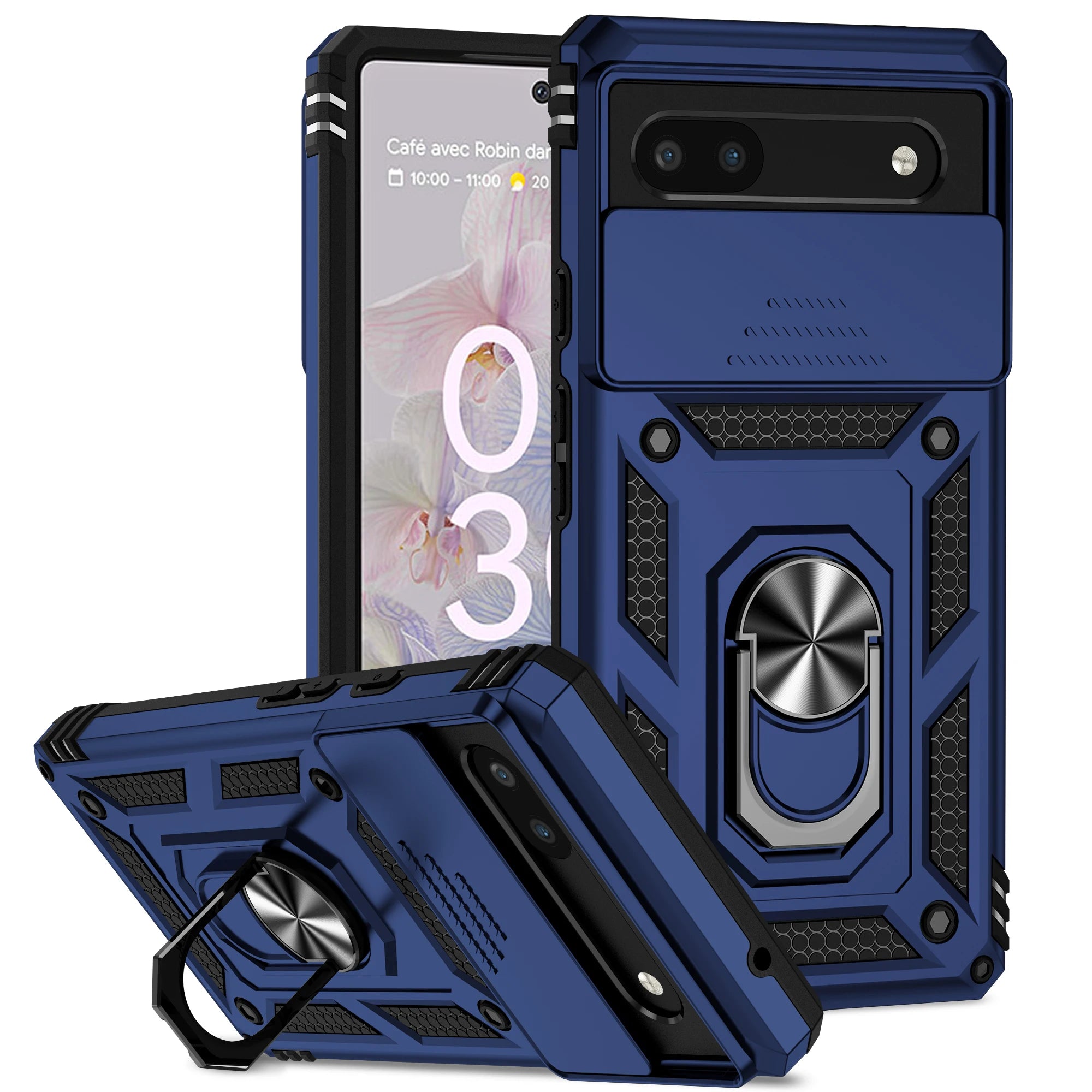 Sliding Window Ring Holder Case for Google Pixel — Camera Lens Protection Shockproof Cover