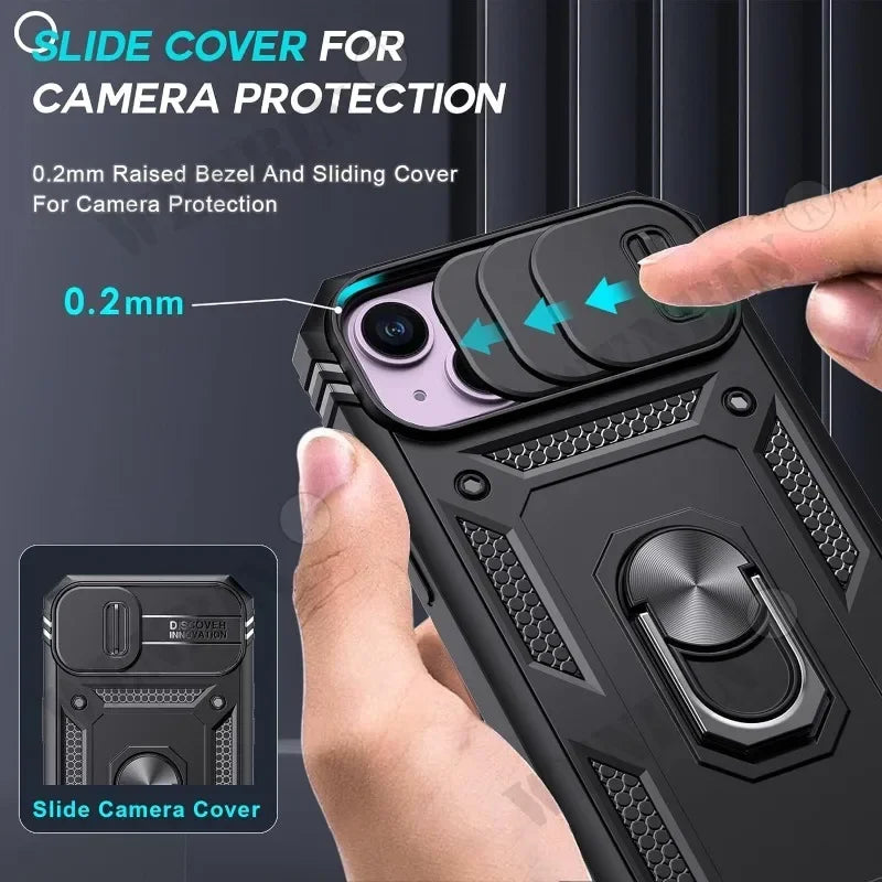 Heavy Duty iPhone Case with Kickstand & 360° Camera Cover