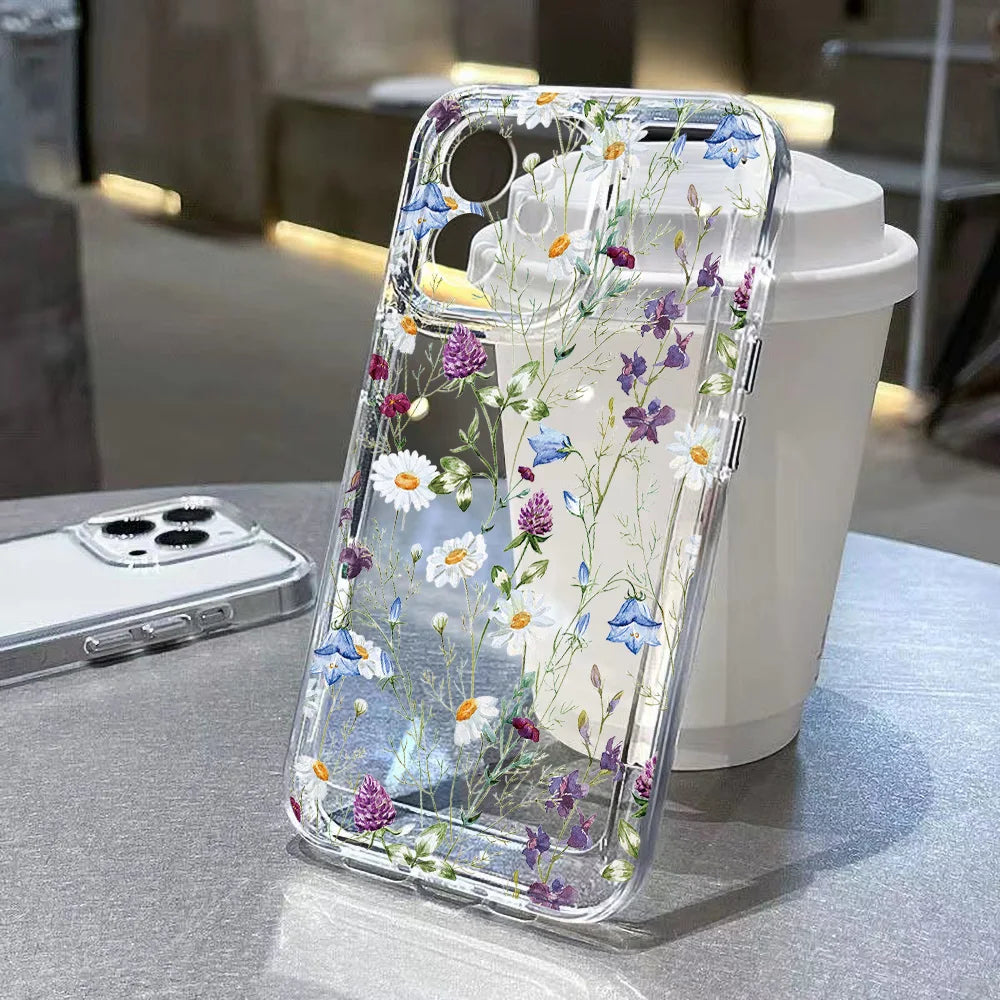 Clear Floral Samsung Galaxy Case – Shockproof Silicone Flower Cover