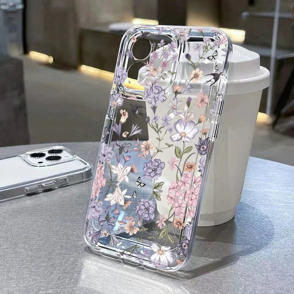 Clear Floral Samsung Galaxy Case – Shockproof Silicone Flower Cover