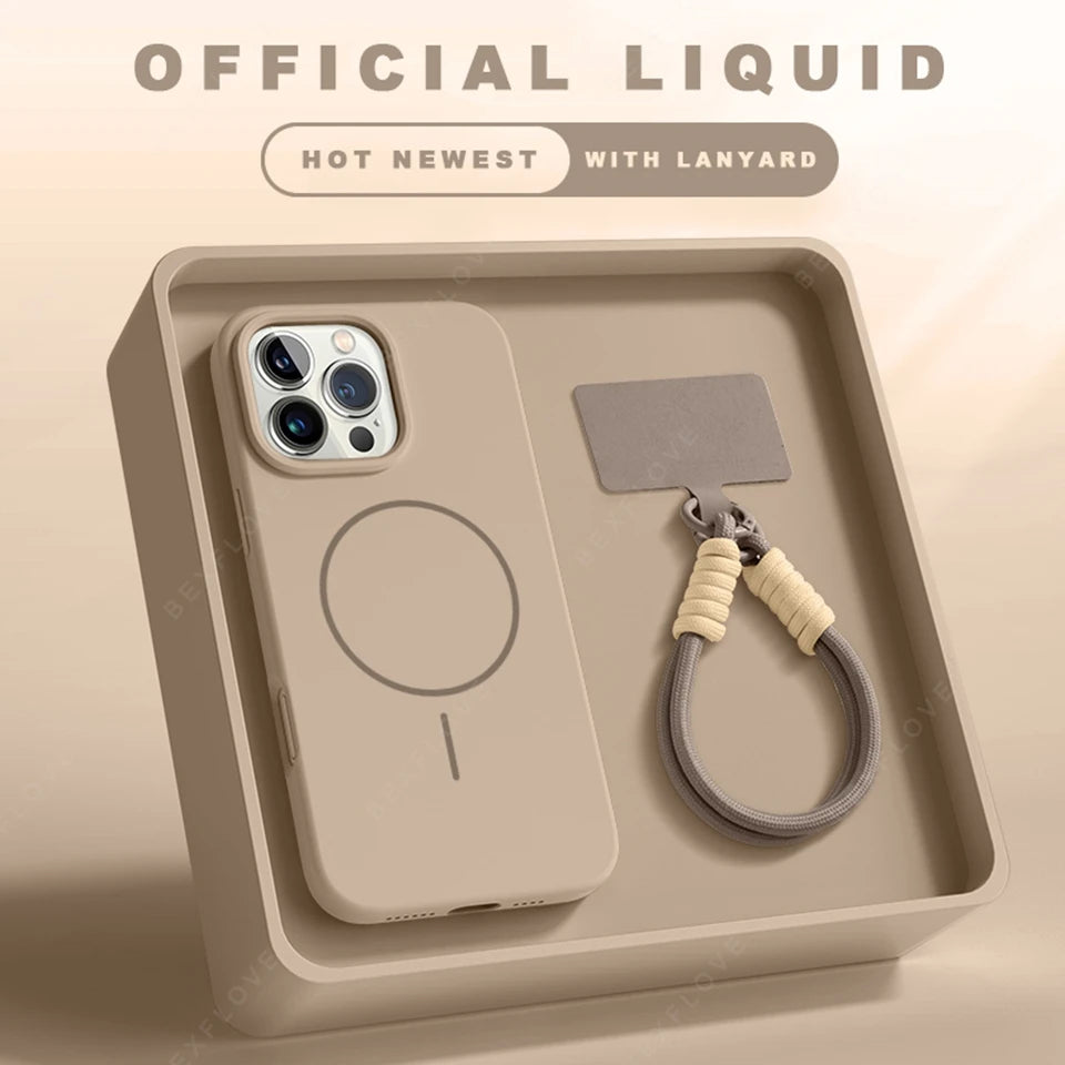 MagSafe Silicone iPhone Case with Lanyard | iPhone 11–16 Pro Max