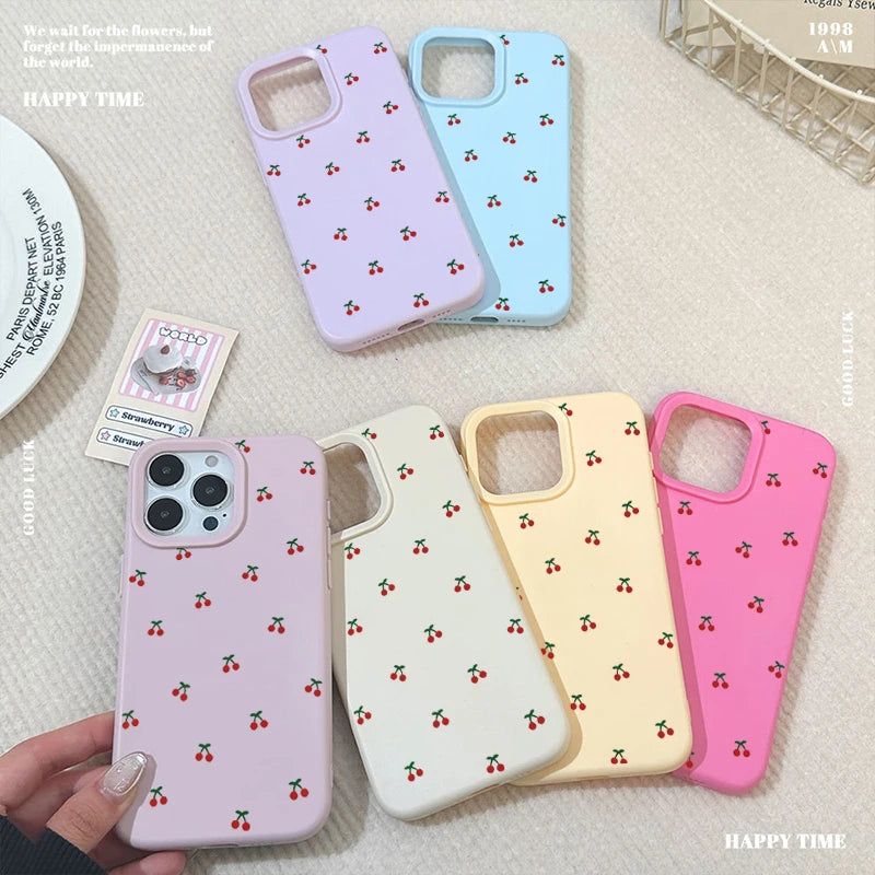 Cartoon Cherry Silicone iPhone Case