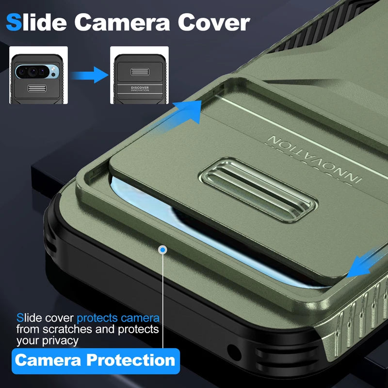 Shockproof Slide Camera Lens Case for Google Pixel 7–9 Pro XL