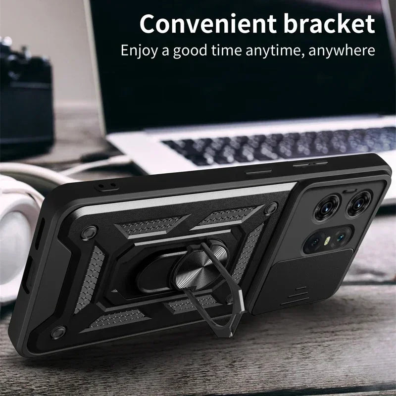 Shockproof Armor Ring Holder Case for Motorola Edge & Moto G Series