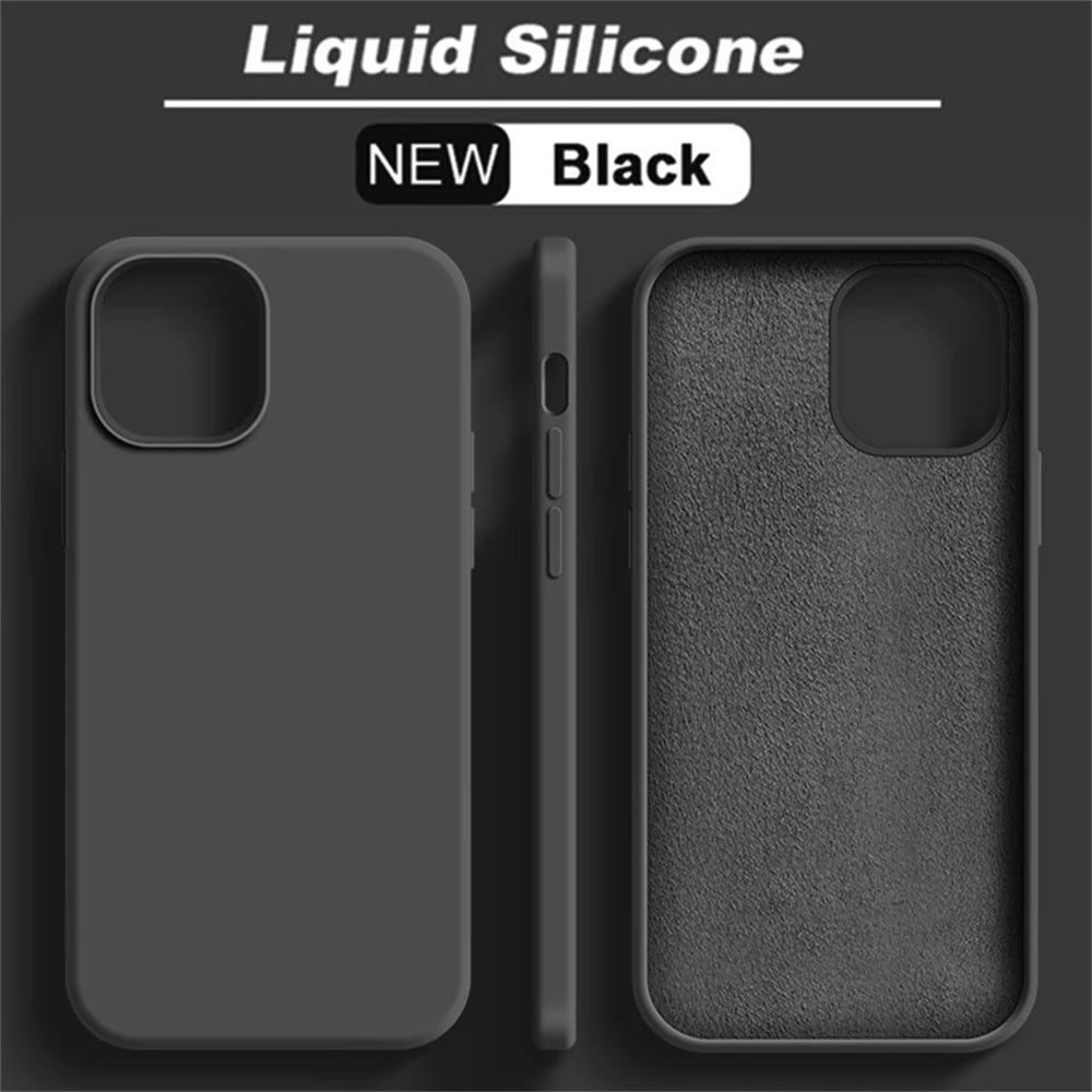 Luxury Liquid Silicone Case for iPhone 17 / 16 / 15 / 14 / 13 / 12 / 11 / X / XR / 8 / 7 Series – Shockproof Full Coverage