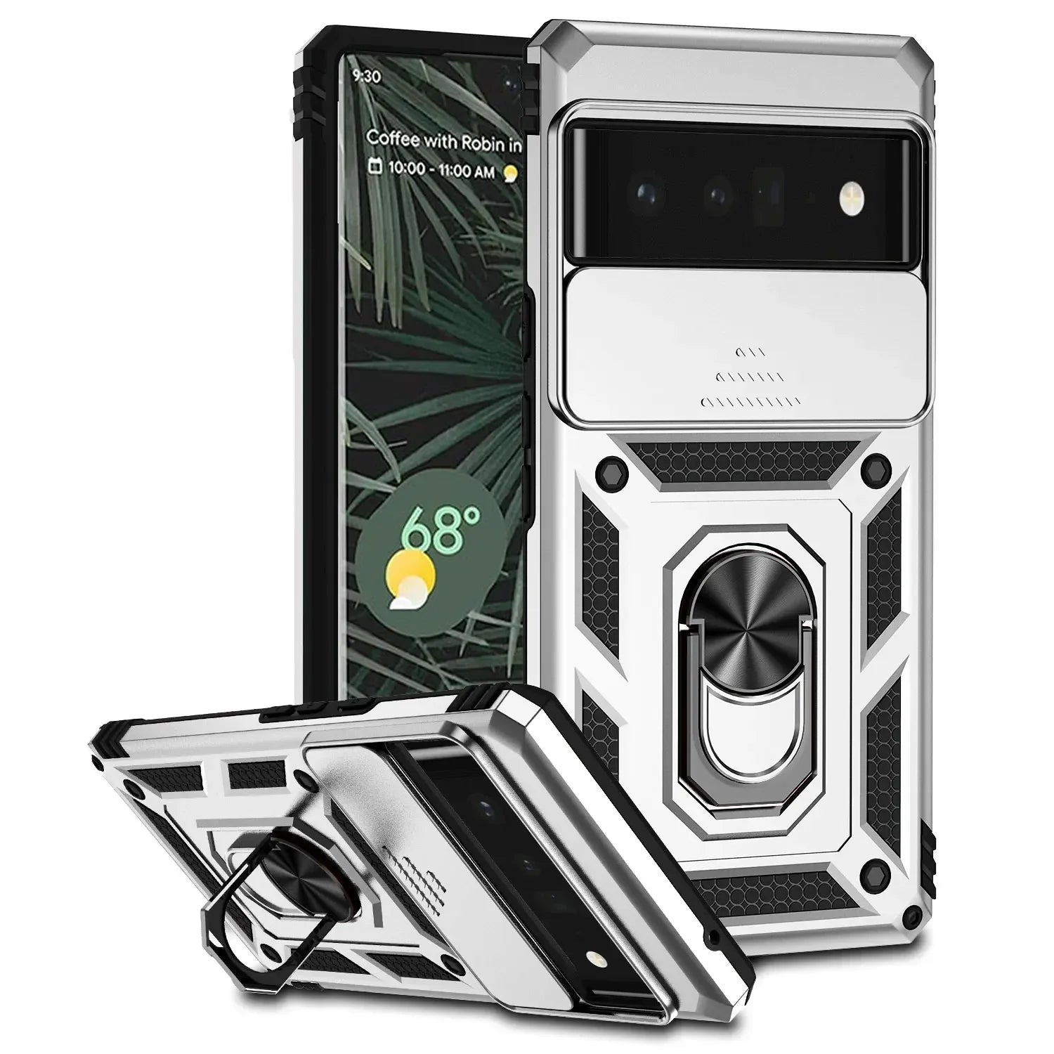 Sliding Window Ring Holder Case for Google Pixel — Camera Lens Protection Shockproof Cover