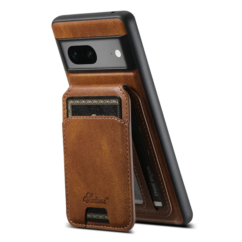 Leather Wallet Case for Google Pixel — MagSafe Compatible Card Holder Cover