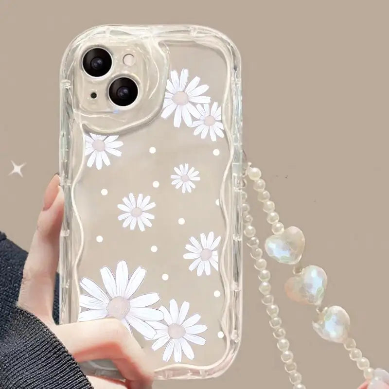 Flower Chain Lanyard Phone Case – Motorola G & Edge Series | Silicone Full Coverage