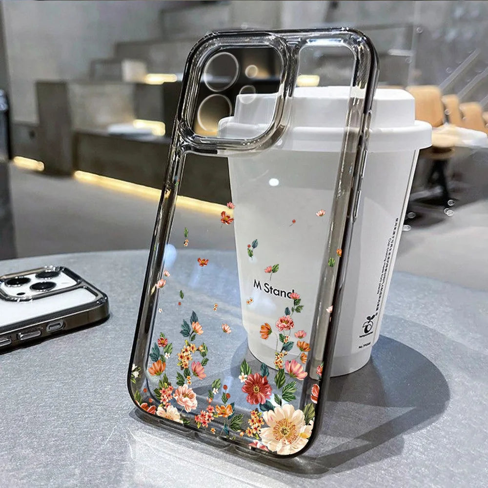 Floral Phone Case for iPhone 7 8 Plus SE XR XS 11 12 13 14 15 16 17 / Pro / Pro Max / Air — Shockproof Soft Silicone Cover