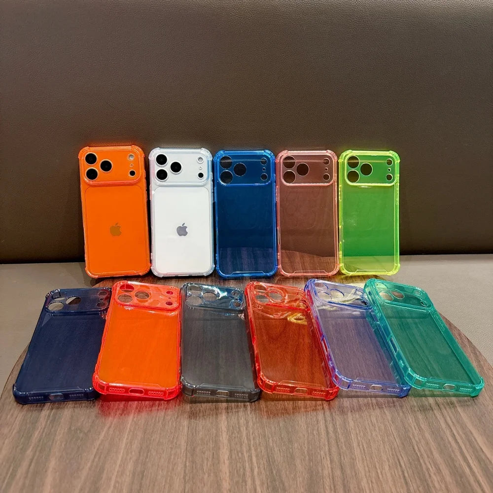 Shockproof Neon Soft TPU Clear iPhone Case | Camera Protection Cover
