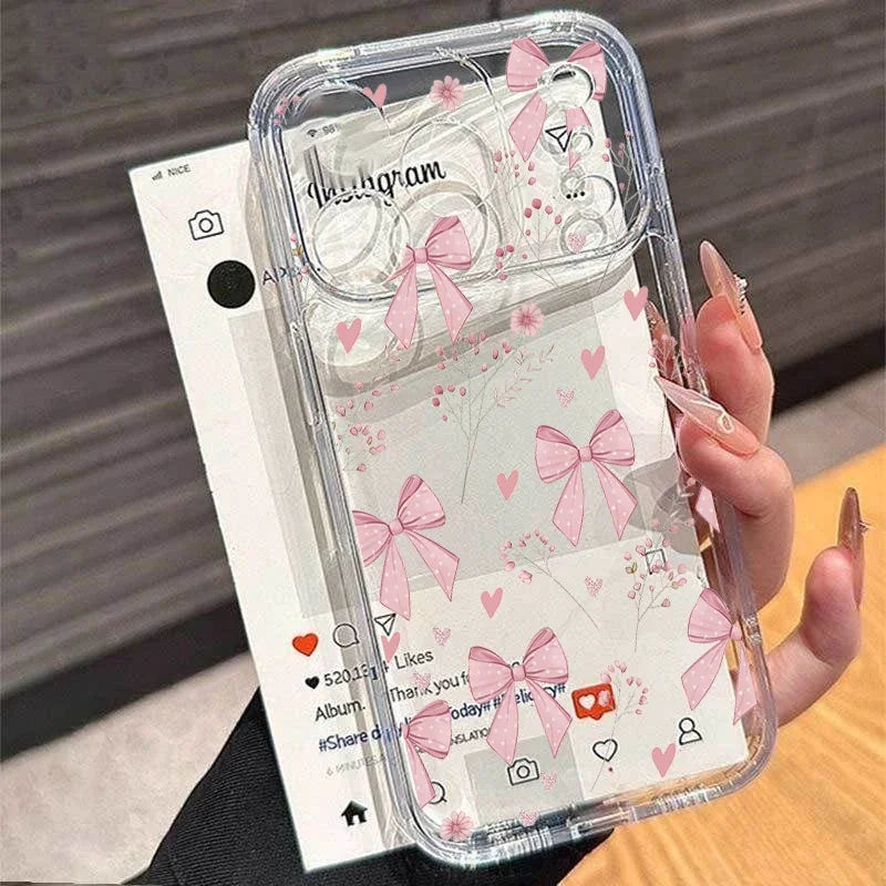 Clear Love Heart & Polka Dot iPhone Case – Soft TPU Bumper Cover