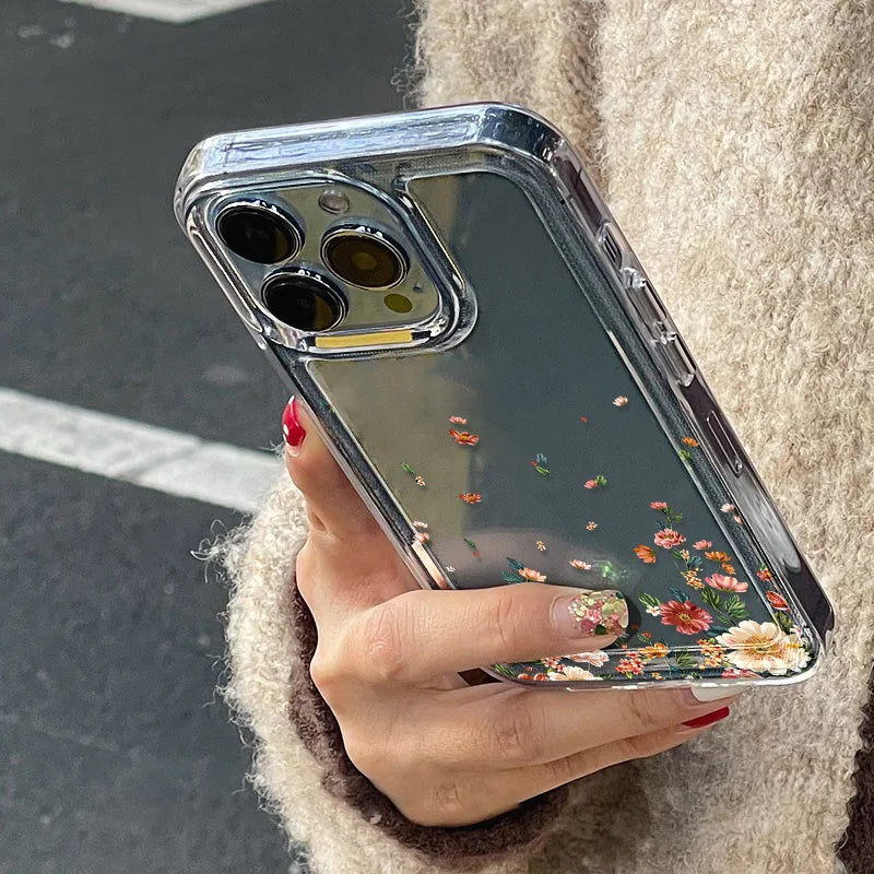 Floral Phone Case for iPhone 7 8 Plus SE XR XS 11 12 13 14 15 16 17 / Pro / Pro Max / Air — Shockproof Soft Silicone Cover