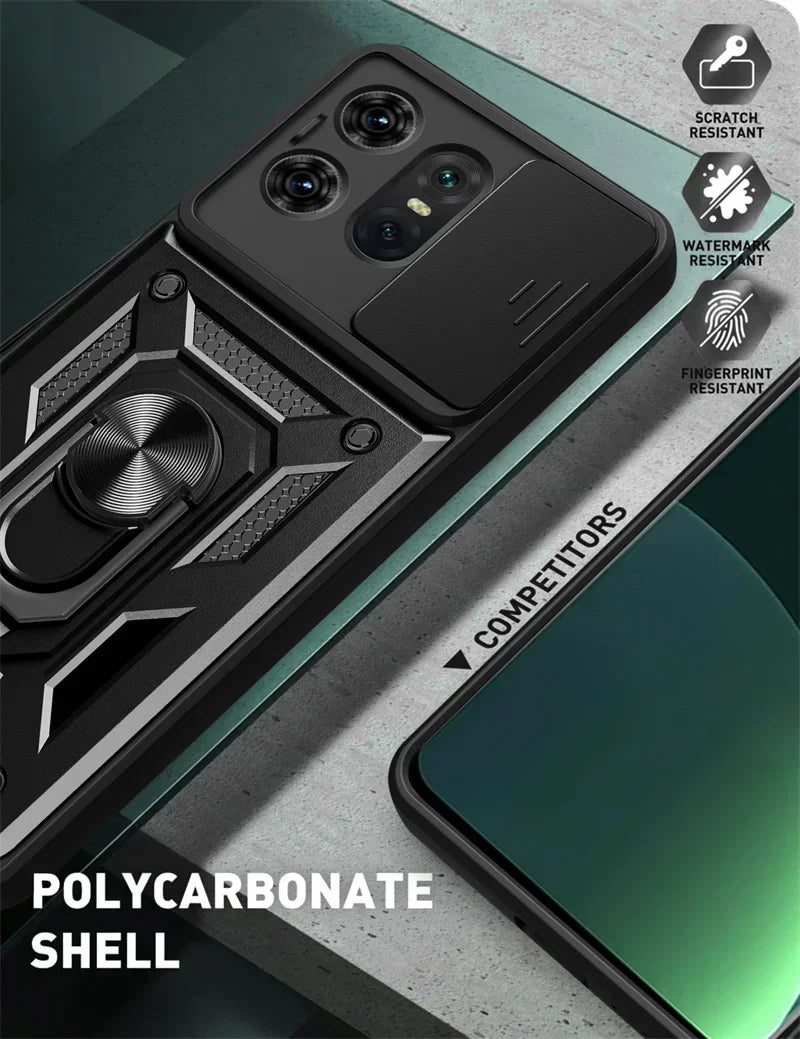 Shockproof Armor Ring Holder Case for Motorola Edge & Moto G Series