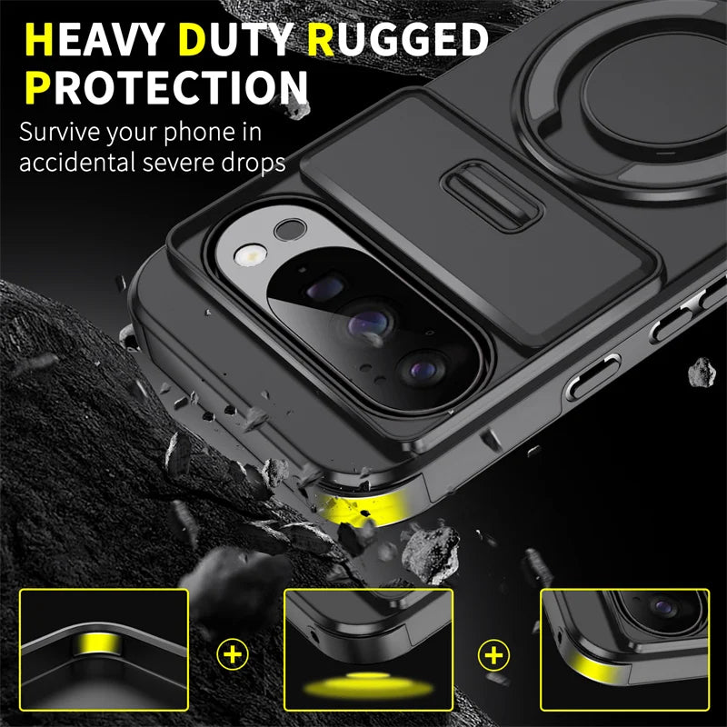 Armor Case with Magnetic Ring Stand for Google Pixel 10 / 9 / 8 / 7 Series