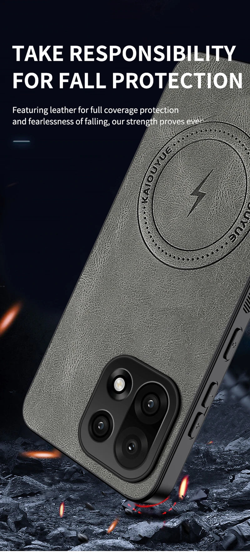 PU Leather Skin-Feel Case for OnePlus 15 — Shockproof Magnetic Back Cover