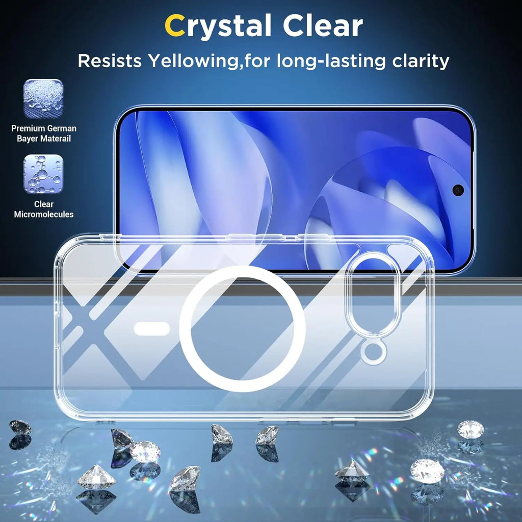 Clear MagSafe Case for Google Pixel — Transparent Shockproof Magnetic Cover