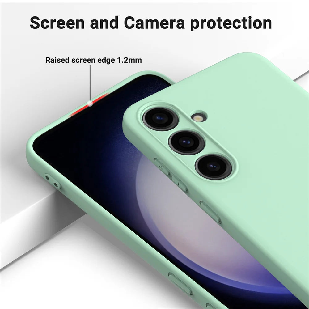 Liquid Silicone Case for Samsung Galaxy S23 / S24 / S25 / S26 Series – Camera Lens Protection, Soft Full Cover