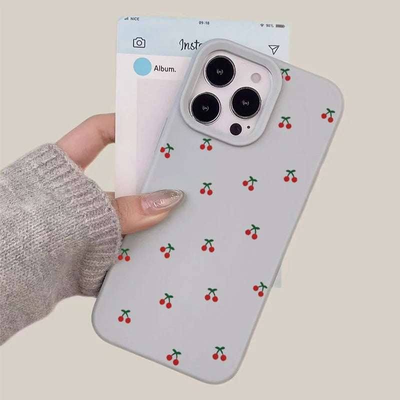 Cartoon Cherry Silicone iPhone Case