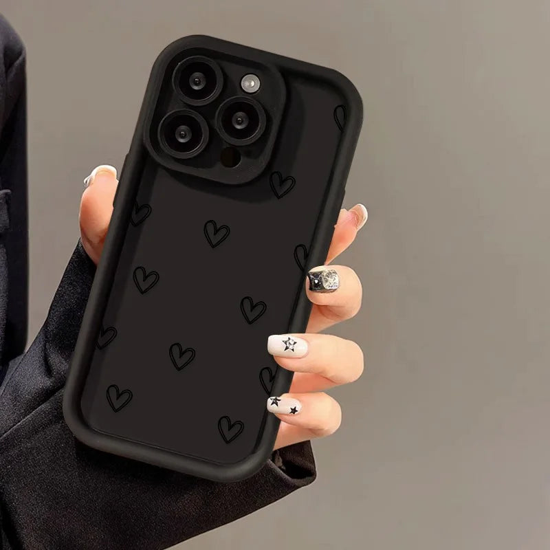 Love Heart Phone Case for iPhone 17 / 16 / 15 / 14 / 13 / 12 / 11 / X / XR / XS / 8 Series | Soft TPU Protective Cover with Lanyard
