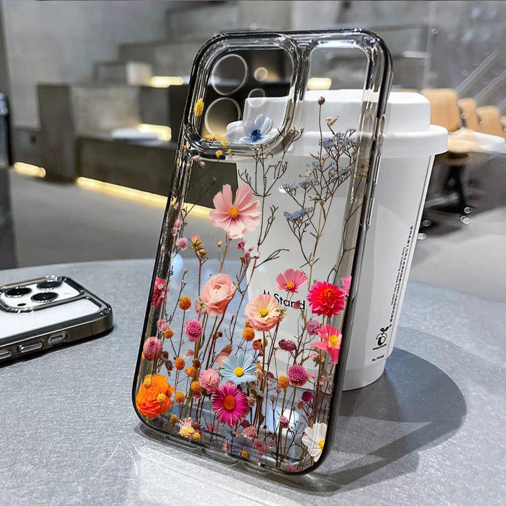 Floral Phone Case for iPhone 7 8 Plus SE XR XS 11 12 13 14 15 16 17 / Pro / Pro Max / Air — Shockproof Soft Silicone Cover