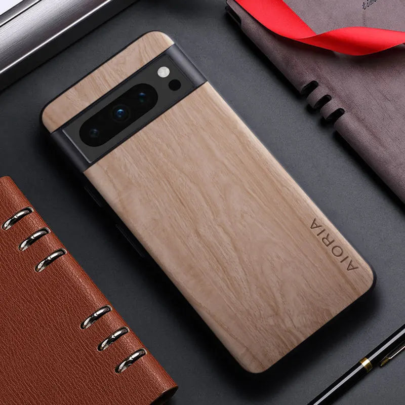Bamboo Wood Pattern PU Leather Case for Google Pixel — Slim Back Cover