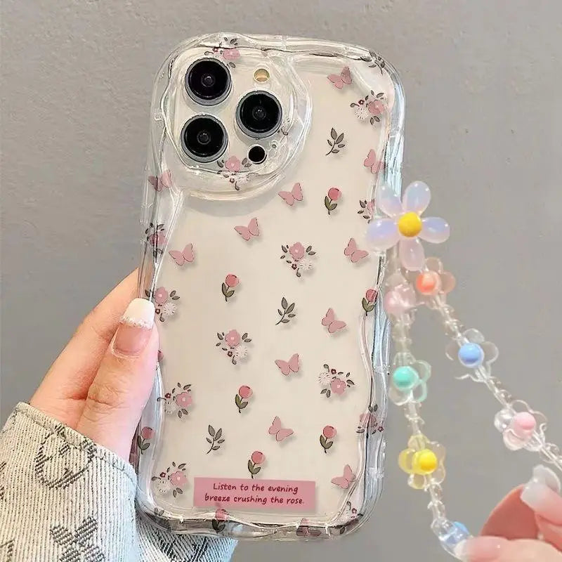 Flower Chain Lanyard Phone Case – Motorola G & Edge Series | Silicone Full Coverage