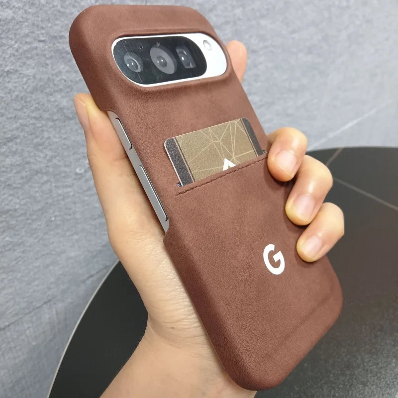 Luxury Sheepskin Leather Wallet Case for Google Pixel with Card Pocket