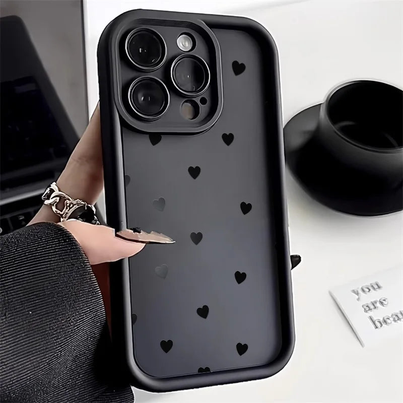 Love Heart Phone Case for iPhone 17 / 16 / 15 / 14 / 13 / 12 / 11 / X / XR / XS / 8 Series | Soft TPU Protective Cover with Lanyard