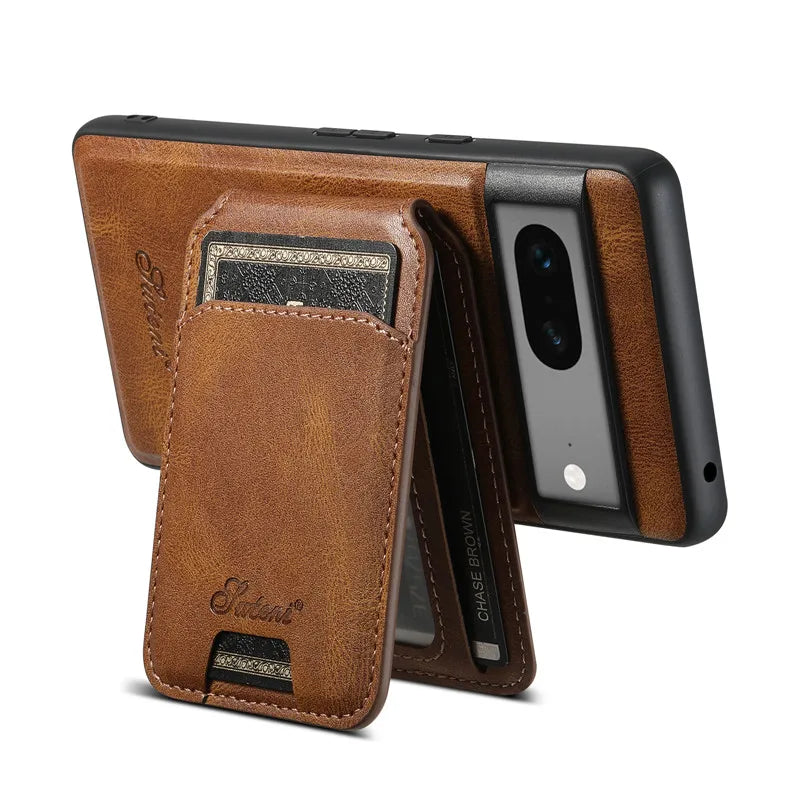 Leather Wallet Case for Google Pixel — MagSafe Compatible Card Holder Cover