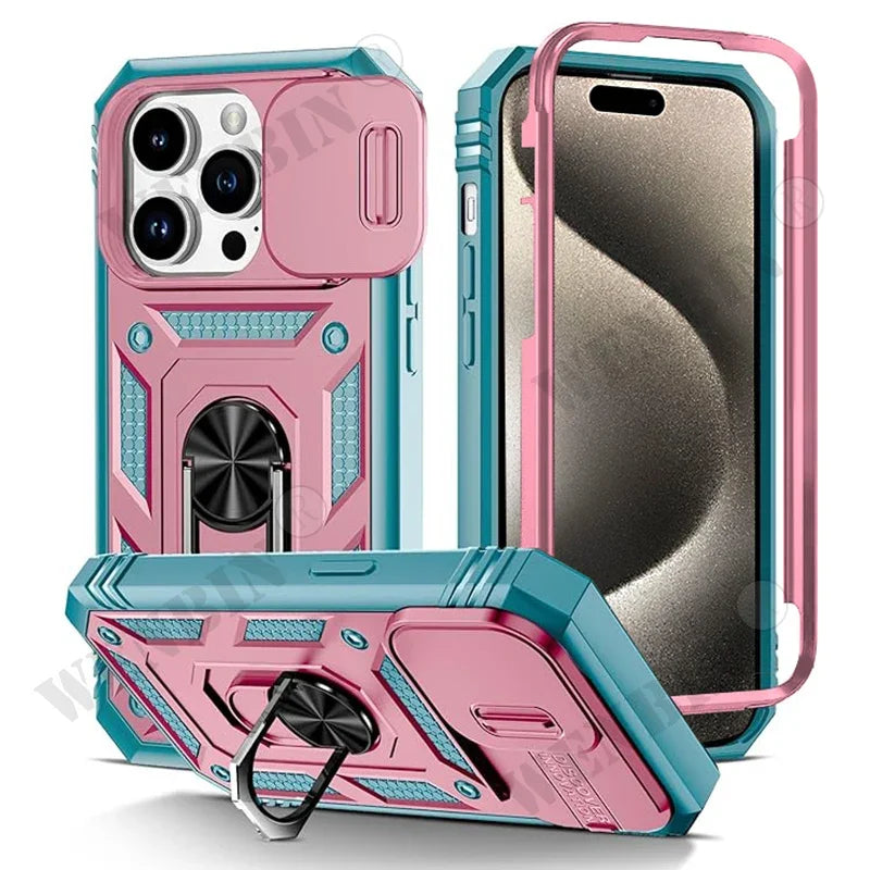 Heavy Duty iPhone Case with Kickstand & 360° Camera Cover